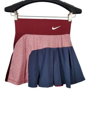 Nike Court Dri-Fit Advantage Skort Women's XS Colorblock Burgundy Navy Tennis